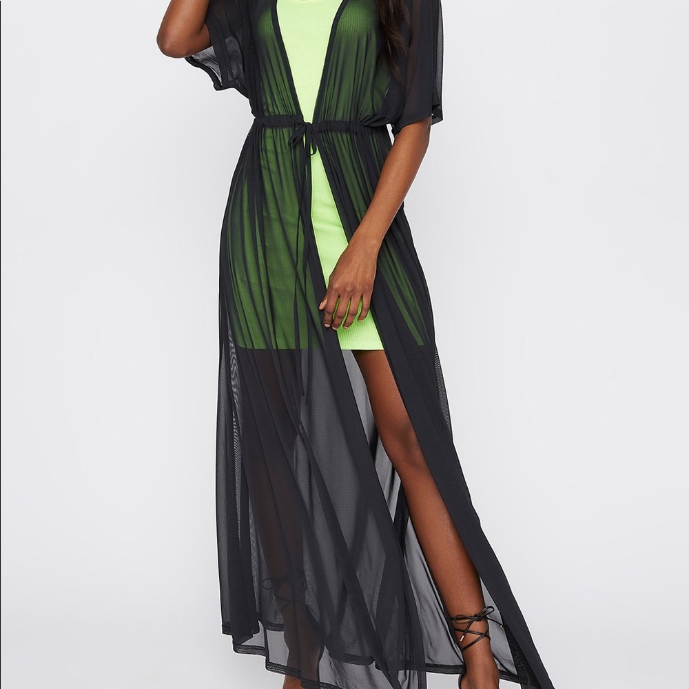 •CHARLOTTE RUSSE• Mesh Tie Front Coverup/Kimono S